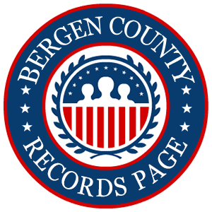 A round, red, white, and blue logo with the words 'Bergen County Records Page' in relation to the state of New Jersey.